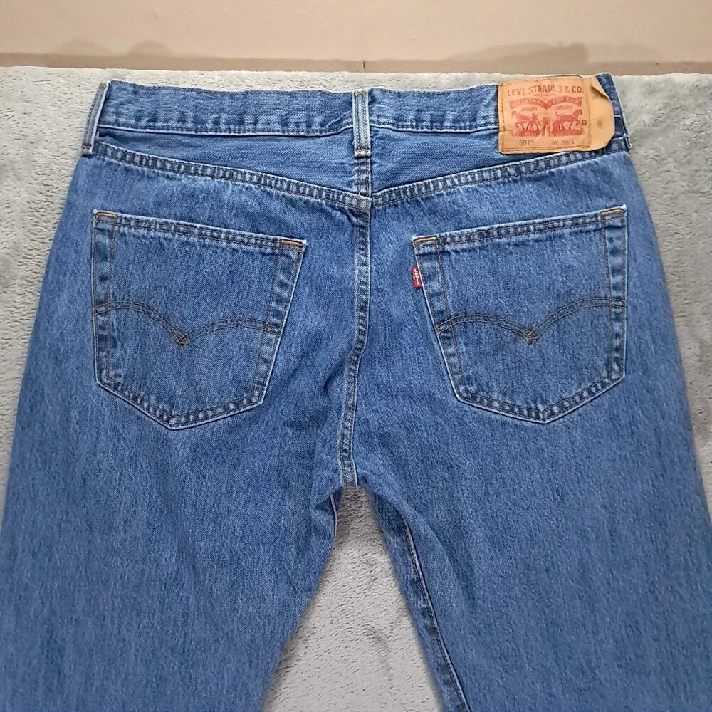 Levis 501 XX Jeans Men 35x35, Tag 36x36 Blue Denim Button Fly Relaxed Straight
